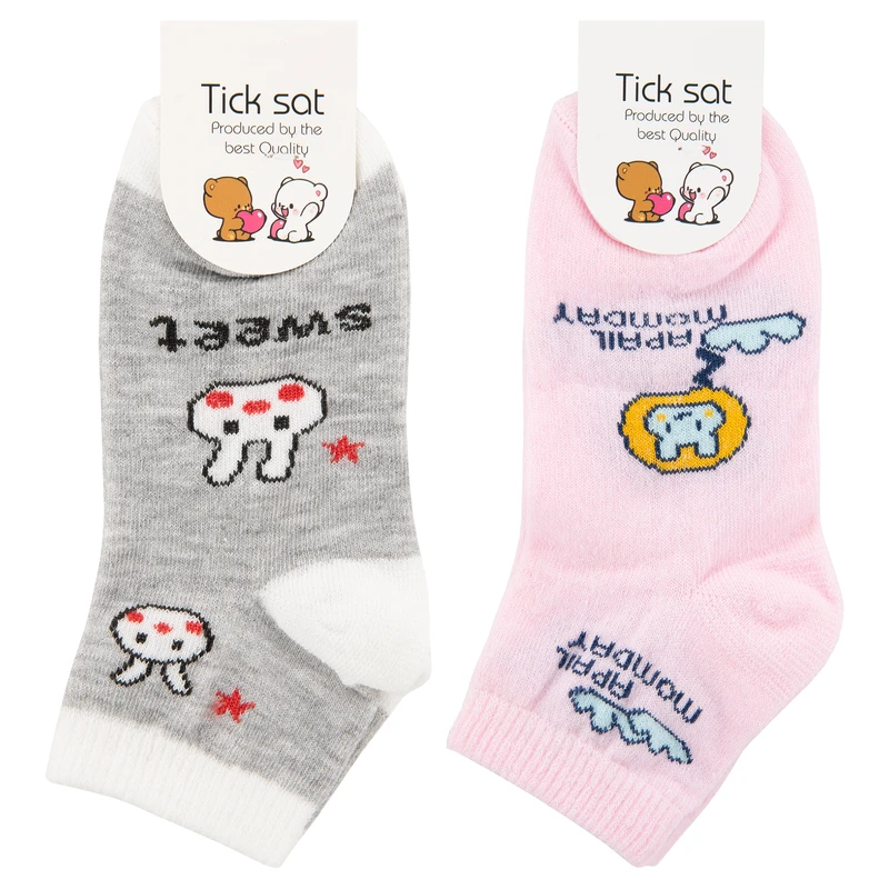 جوراب ساق کوتاه بچگانه تیک سات مدل TST17-5 مجموعه 2 عددی