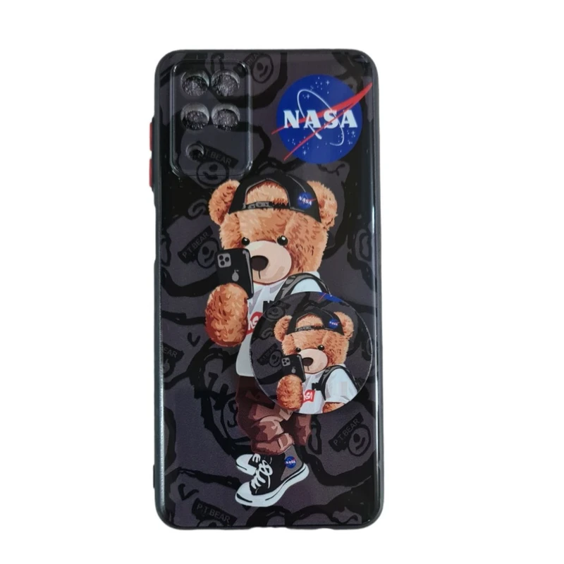 کاور طرح خرس کد 820 مناسب برای گوشی موبایل سامسونگ Galaxy A12 به همراه پاپ سوکت 