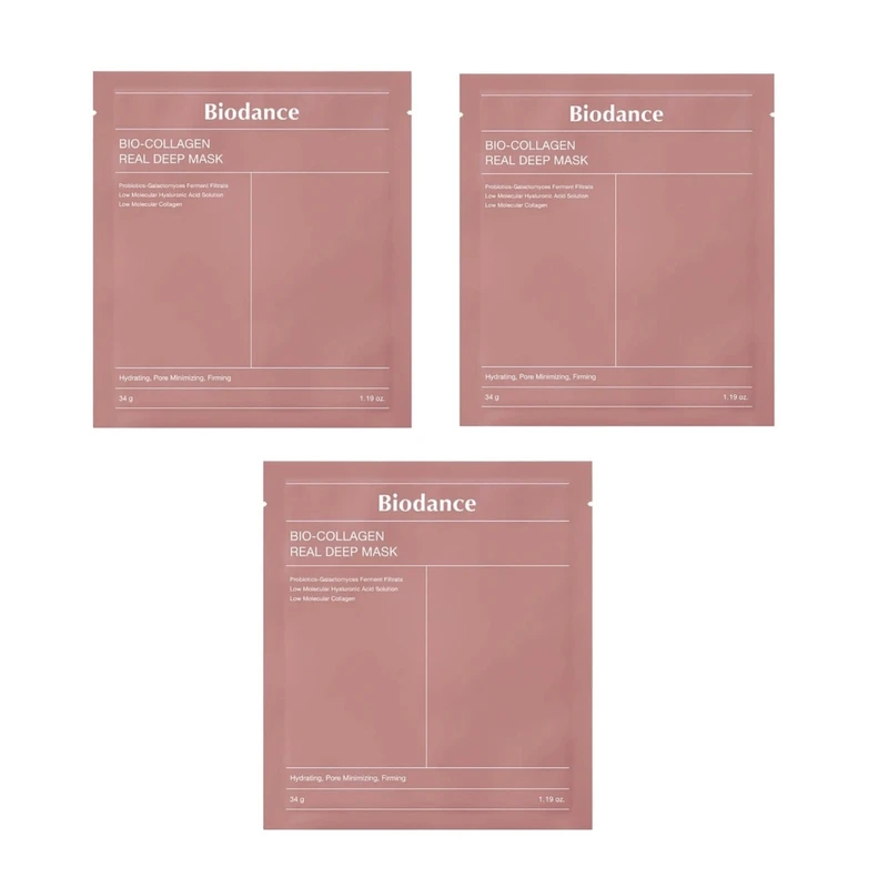 ماسک صورت بایودنس مدل بیو کلاژن وزن 34 گرم بسته ۳ عددی