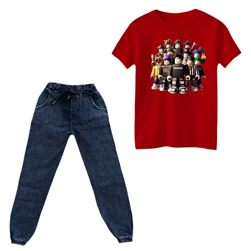 ست تی‌شرت و شلوار پسرانه مدل روبلاکس کد 7