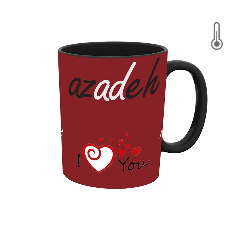 ماگ حرارتی طرح اسم آزاده مدل قلب