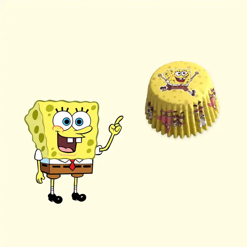 کپسول کاپ کیک مدل باب اسفنجی کد1021 بسته 14عددی