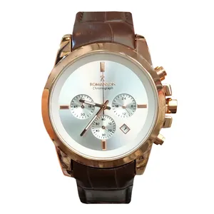 ساعت مچی عقربه‌ای مردانه رومانسون مدل سه موتور فعال کرنوگراف بند چرمی فیکس 