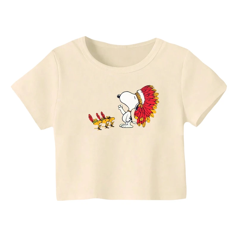 کراپ‌ تی‌شرت آستین کوتاه زنانه مدل اسنوپی کد 62