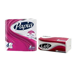 دستمال کاغذی و دستال توالت پاپیا مدل 250 برگ کدT8 مجموعه 9 عددی