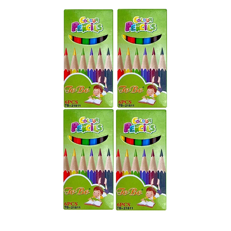 مداد رنگی ۶ رنگ توبا کد 21811 مجموعه ۴ عددی