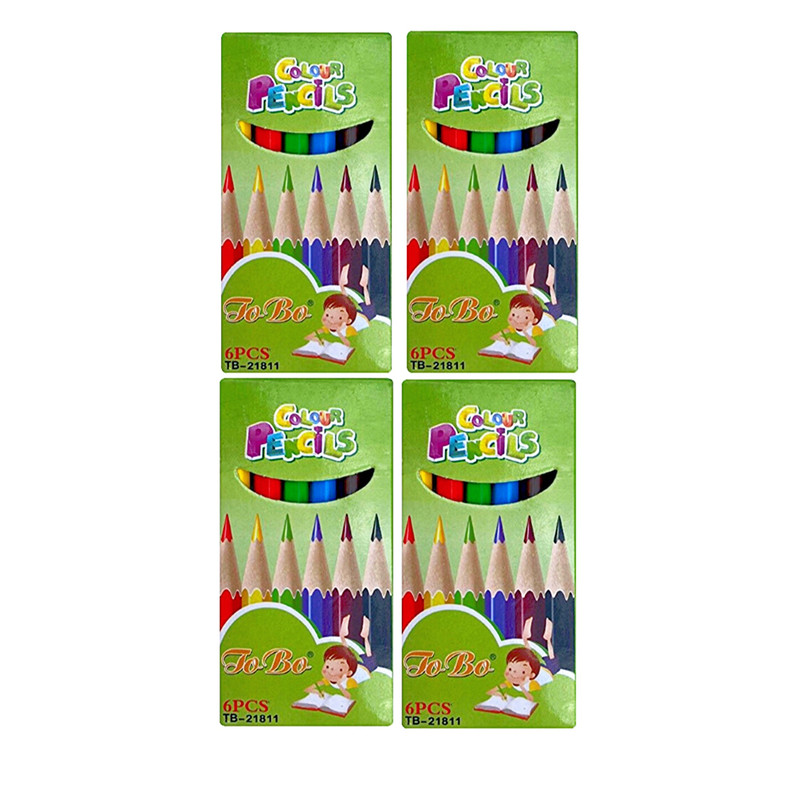مداد رنگی ۶ رنگ توبا کد 21811 مجموعه ۴ عددی