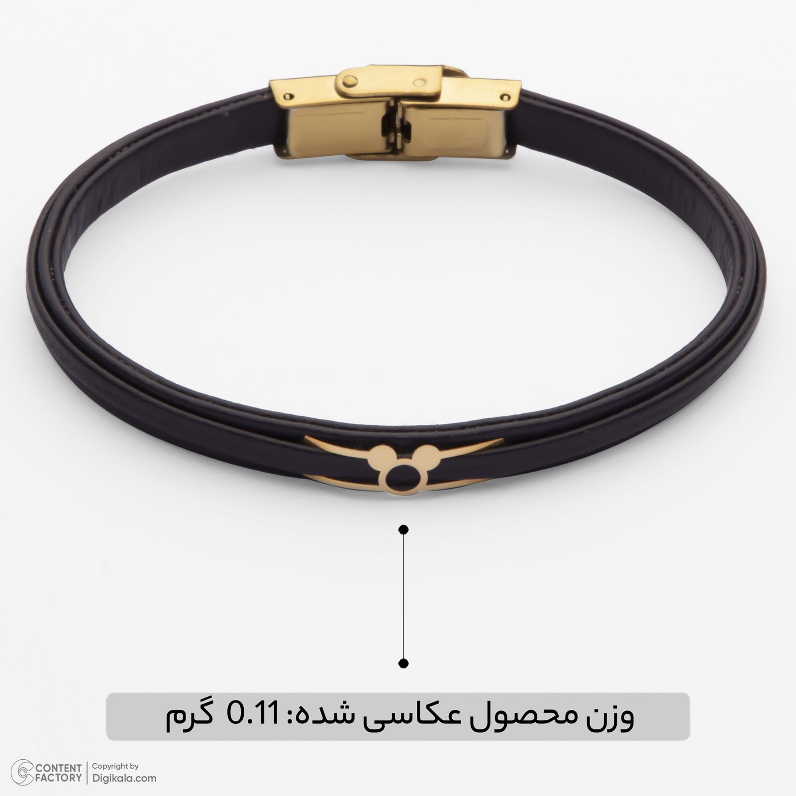 دستبند طلا 18 عیار زنانه با بند چرمی وی گالری مدل میکی ماوس کد LBB3265 -  - 7