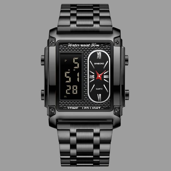 ساعت مچی عقربهای کوارتز مردانه بین باند مدل اسپرت سه زمانه کرنوگراف بند استیل کد ۱.۳