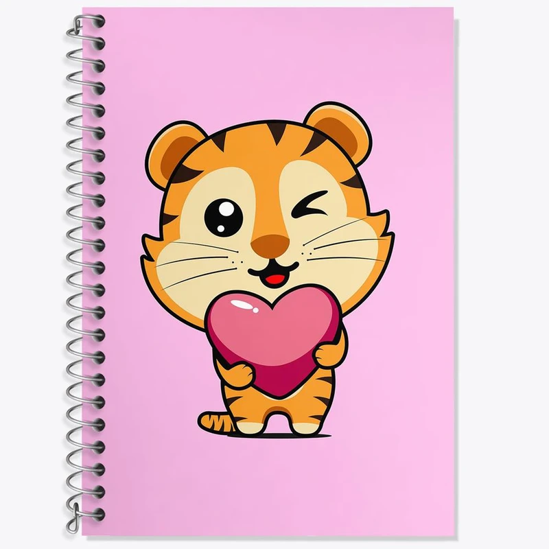 دفتر زبان 50 برگ خندالو مدل سه خط طرح حیوانات بامزه ببر کد 25411