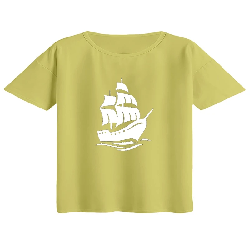 کراپ تی‌شرت آستین کوتاه زنانه مدل کشتی 