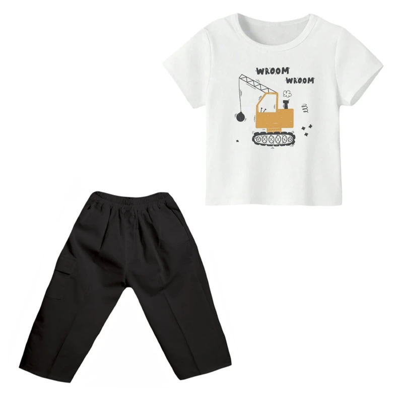 ست تی شرت و شلوارک پسرانه مدل ماشین کد ۳