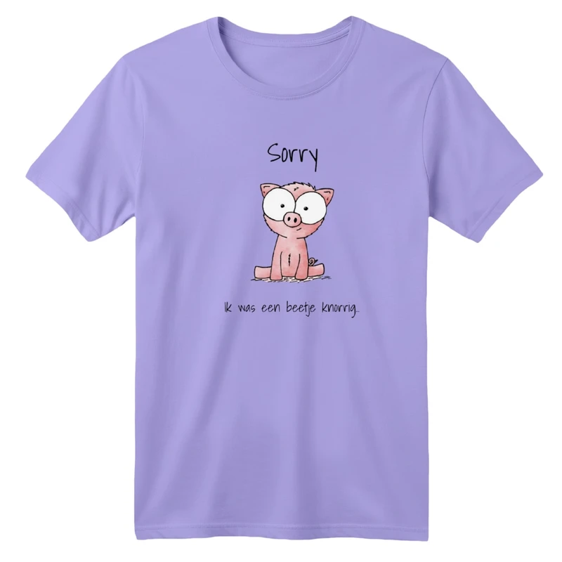 تی‌شرت آستین کوتاه لانگ یقه گرد  بچگانه مدل خوک بامزه