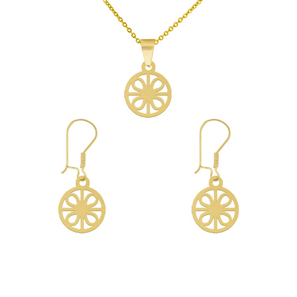 نیم ست طلا 18 عیار زنانه طلای کامک مدل 06 طرح گل