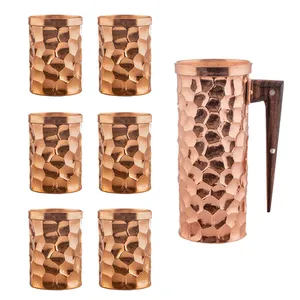 پارچ و لیوان مسی سه بعدی کد ZH392 مجموعه 7 عددی