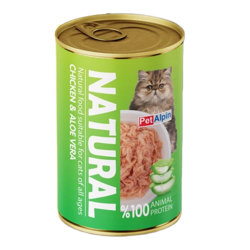 کنسرو گربه پتالپین مدل نچرال مرغ و آلوئه ورا وزن 380 گرم