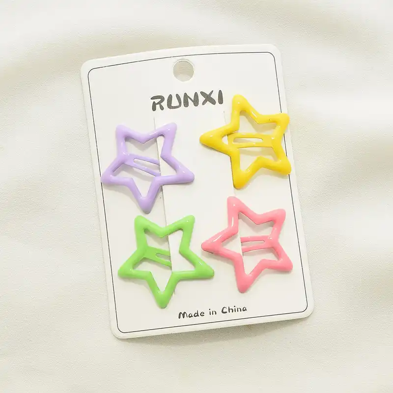 گیره مو دخترانه مدل تق تقی ستاره بسته 4 عددی