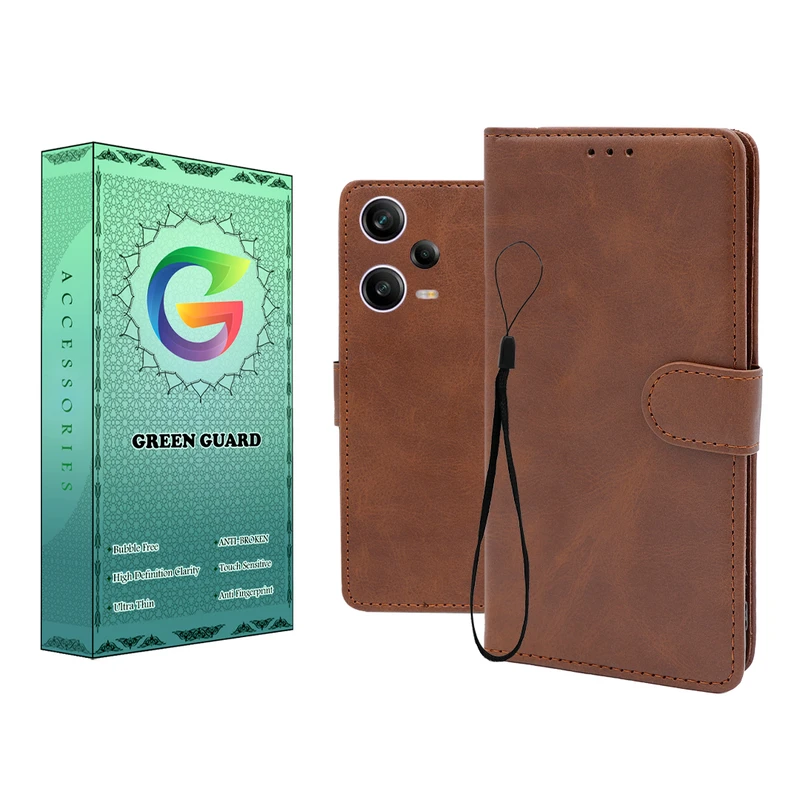 کیف کلاسوری گرین گارد طرح چرمی مدل Landing مناسب برای گوشی موبایل شیائومی Redmi Note 12 Pro 5G به همراه بند آویز