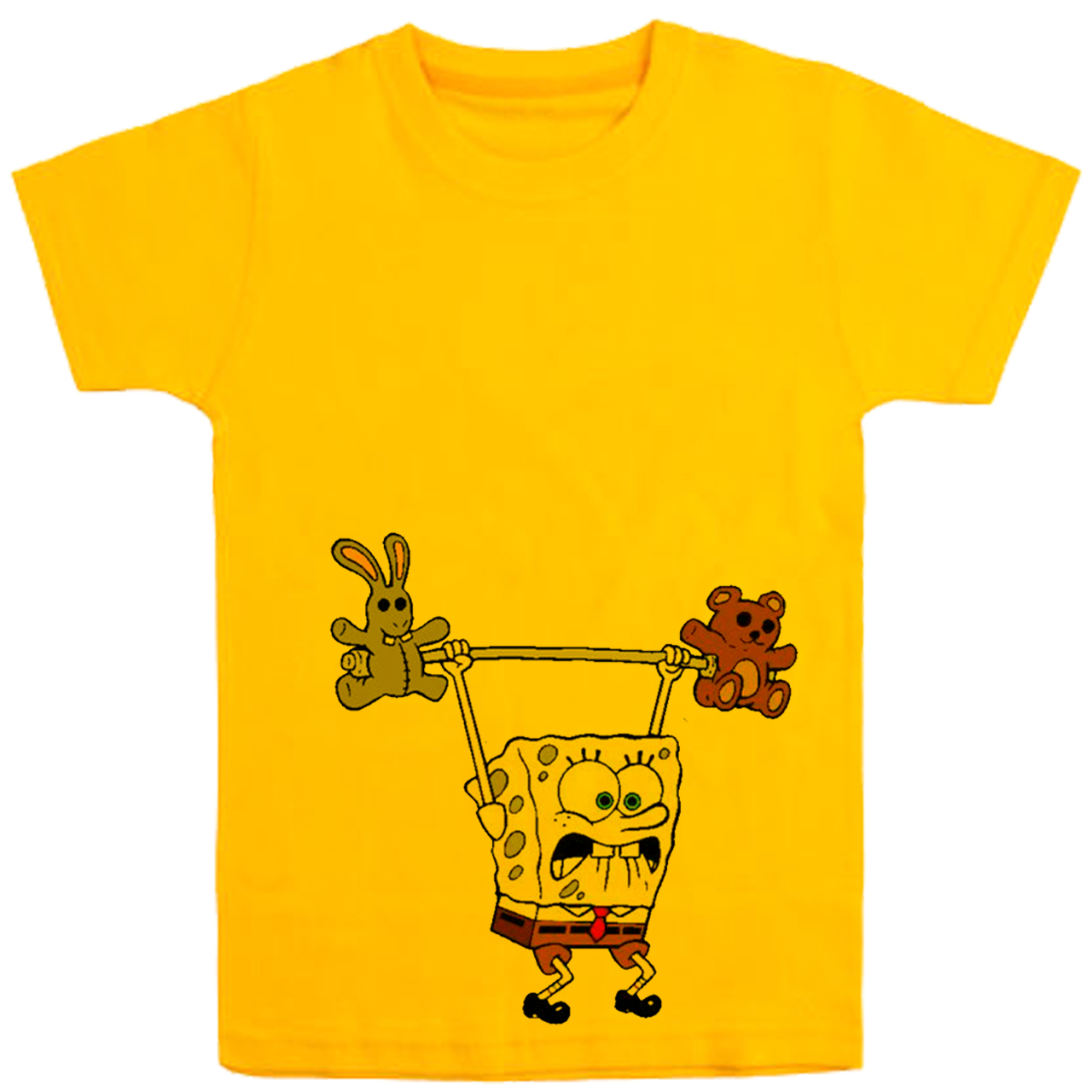 تی شرت آستین کوتاه پسرانه مدل باب اسفنجی D199 رنگ زرد