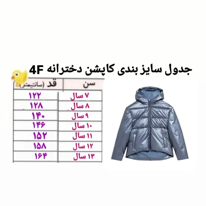 کاپشن دخترانه فور اف مدل F2028