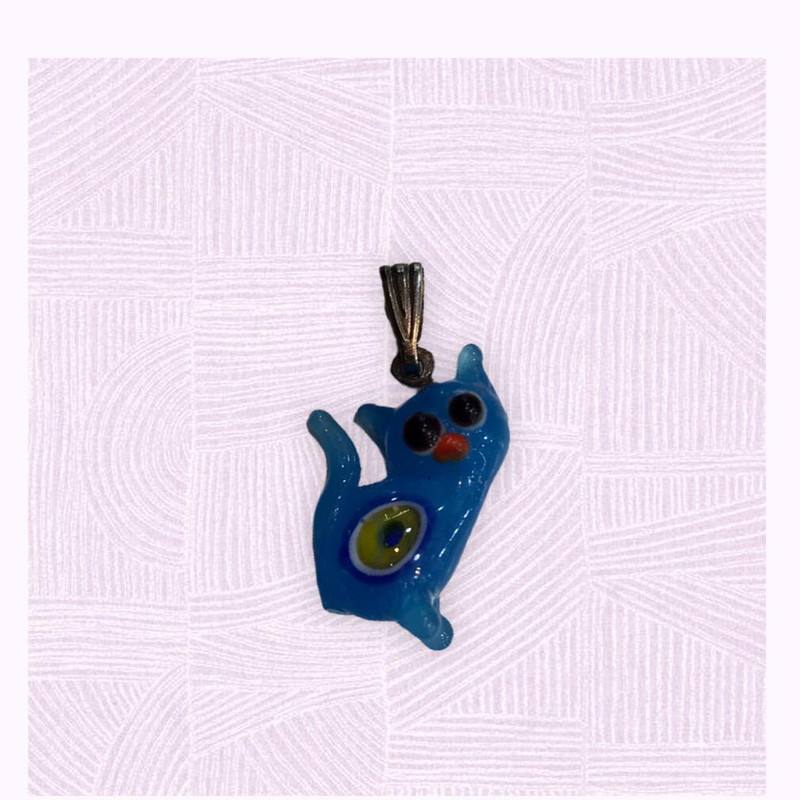 آویز گردنبند دخترانه مدل چشم نظر دست ساز گربه