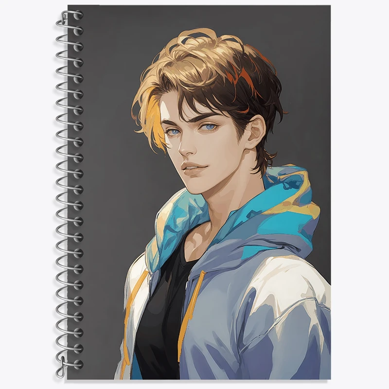 دفتر زبان 50 برگ خندالو مدل دو خط طرح پسر انیمه ای کد N1411