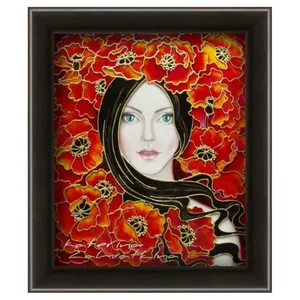 تابلو ویترای طرح دختر و گل کد 51323