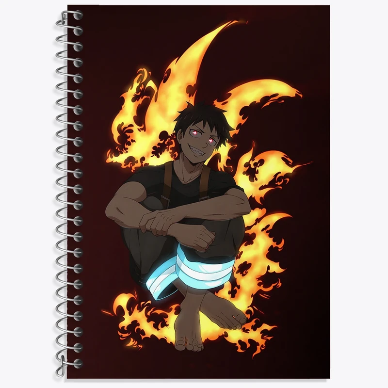 دفتر زبان 50 برگ خندالو مدل سه خط طرح شینرا انیمه نیروی آتش کد 32238