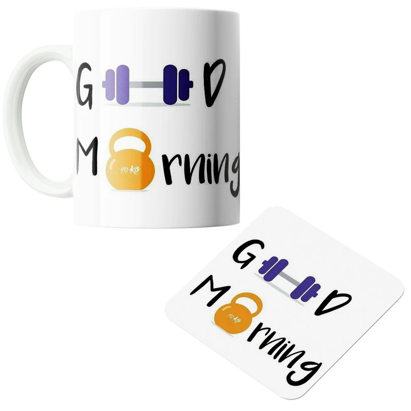 ماگ پاد آفرین مدل صبح بخیر کد 696 به همراه زیر لیوانی