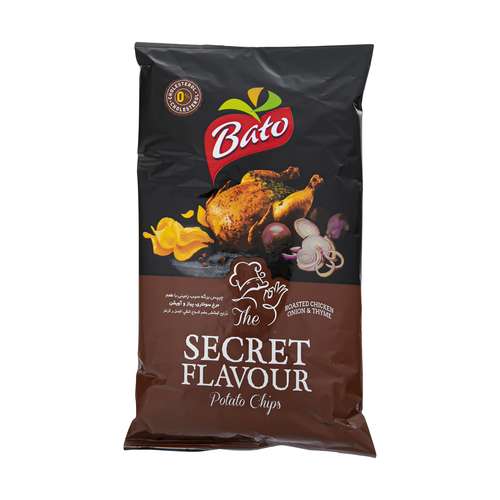 چیپس برگه سیب زمینی با طعم مرغ سوخاری و پیاز و آویشن باتو - 90 گرم