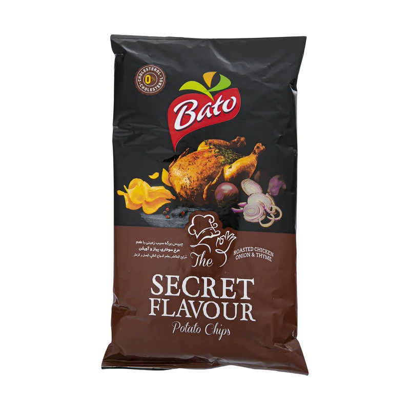 چیپس برگه سیب زمینی با طعم مرغ سوخاری و پیاز و آویشن باتو - 90 گرم