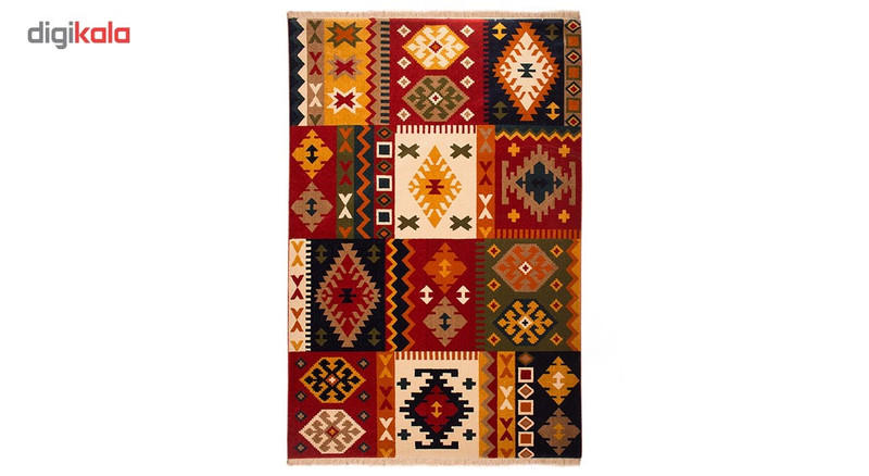 فرش ماشینی ساوین طرح کوکب کد FSM52 زمینه قرمز