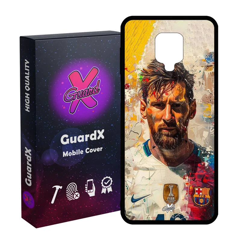 کاور گارد ایکس طرح لیونل مسی مدل Glass10703 مناسب برای گوشی موبایل شیائومی Redmi Note9 Pro/Note 9 Pro Max/Redmi Note 9S/MI Poco M2 Pro