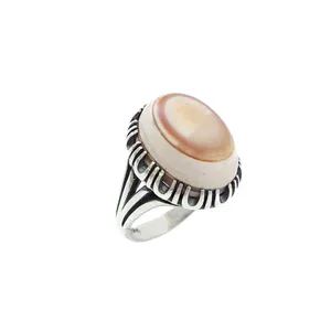 انگشتر نقره مردانه مدل عقیق سه پوست کد 78561