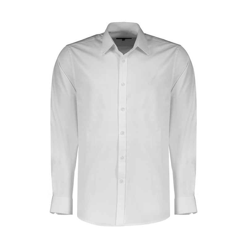 پیراهن آستین بلند مردانه پاتن جامه مدل کتان 102721010332000 رنگ سفید