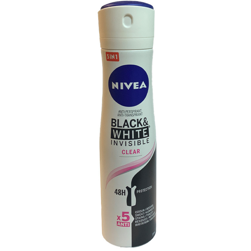 اسپری بدن زنانه نیوآ مدل Black & White X5 ANTI حجم 150 میلی لیتر