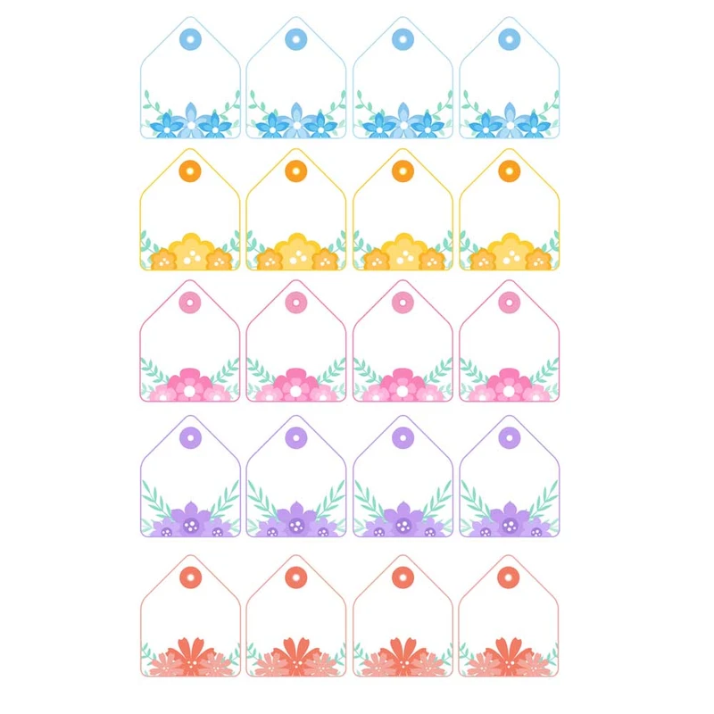 برچسب طرح گلهای رنگی مجموعه 20 عددی
