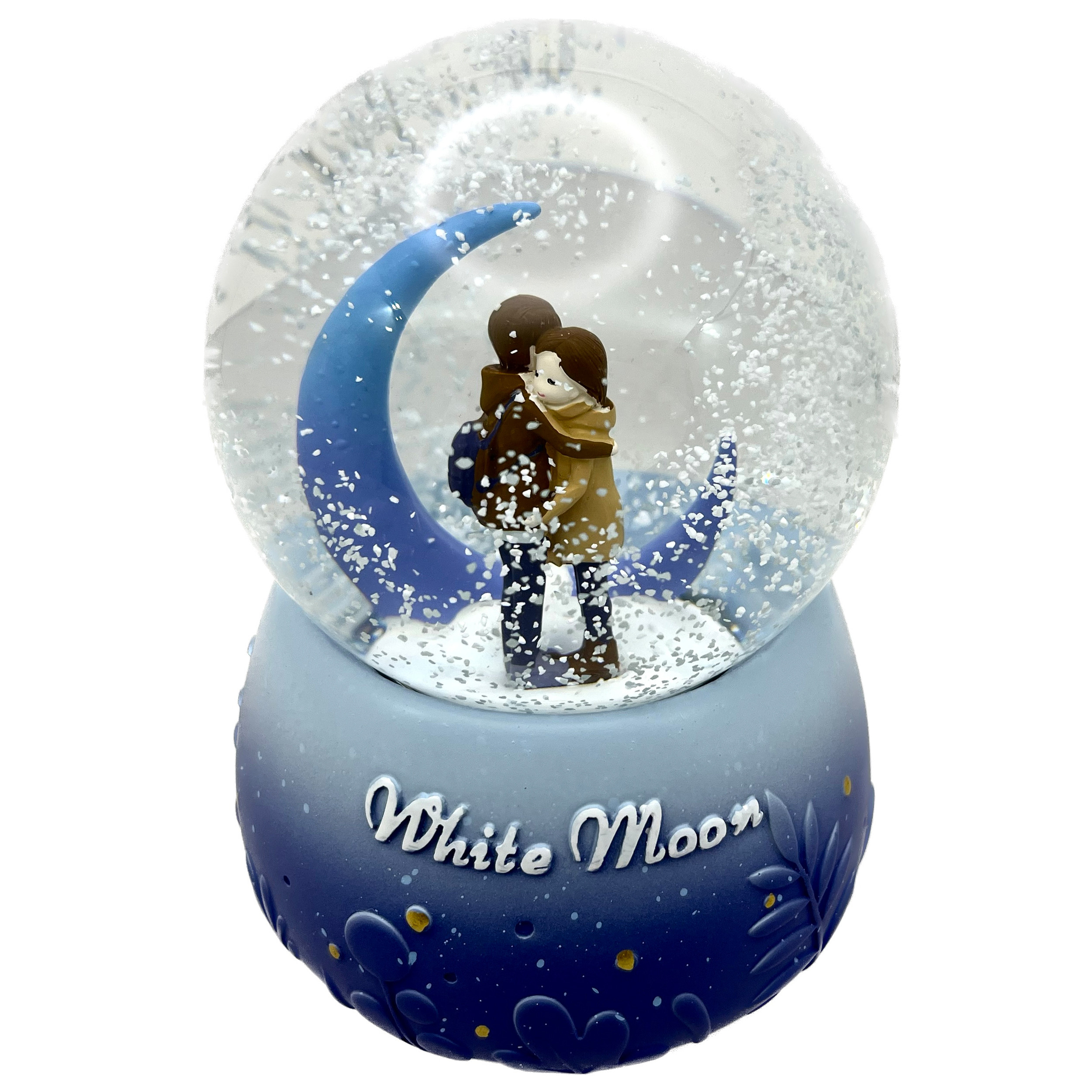 گوی موزیکال مدل چراغدار White moon طرح عشق و ماه کد B1403