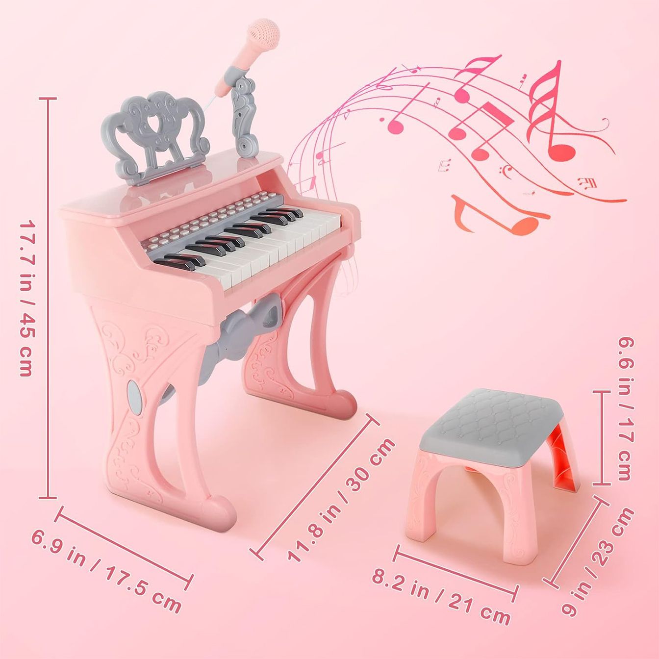 اسباب بازی موزیکال مدل پیانو پایه دار و میکروفون کد 32828 -  - 4