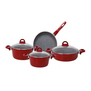 سرویس قابلمه 7 پارچه کاراجا مدل RED SILVER BIO GRANIT