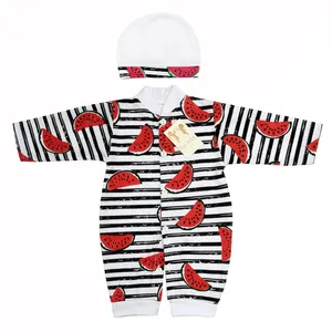 ست سرهمی و کلاه نوزادی طرح هندوانه کد 1400930