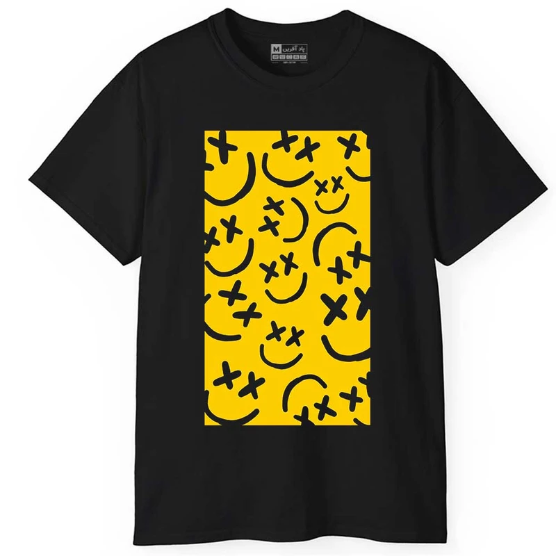 تی‌شرت آستین کوتاه مردانه پاد آفرین مدل صورتک های خندان کد 77