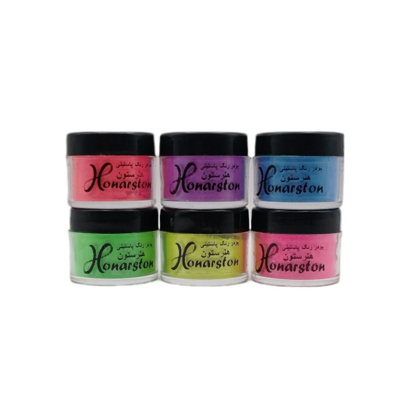 پودر رنگ رزین هنرستون مدل پاستیلی حجم 10 میلی لیتر بسته 6 عددی