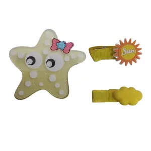 سنجاق مو دخترانه مدل خوزشید و ابر و ستاره بسته 3 عددی