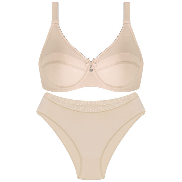 ست شورت و سوتین زنانه نوشه پوش مدل 223-18 رنگ کرم