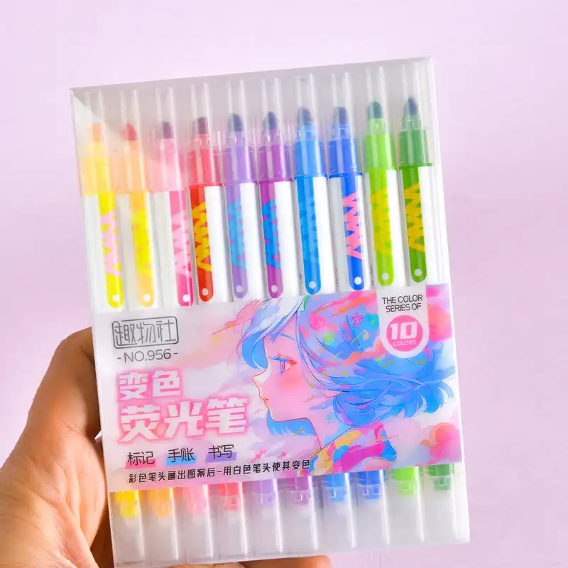 ماژیک علامت گذار مدل دو سر طرح COLOR MAGIC بسته 10 عددی