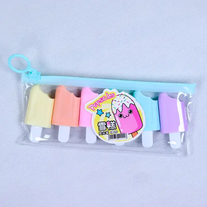 ماژیک علامت گذار مدل فانتزی طرح بستنی چوبی بسته 6 عددی