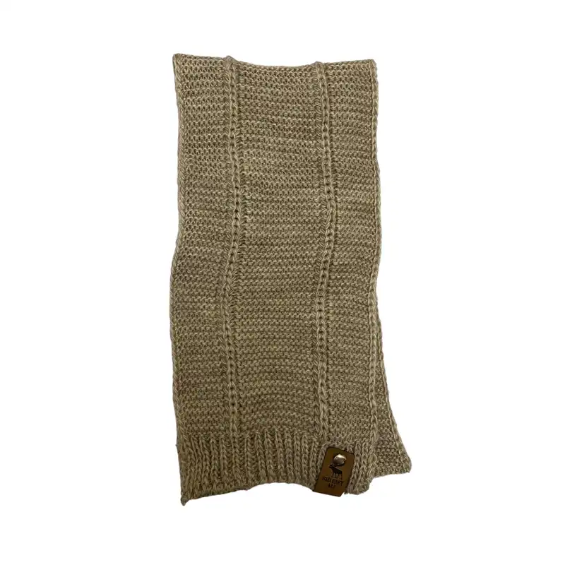 ست کلاه و شال گردن بافتنی بچگانه مدل داخل خز رنگ نسکافه ای