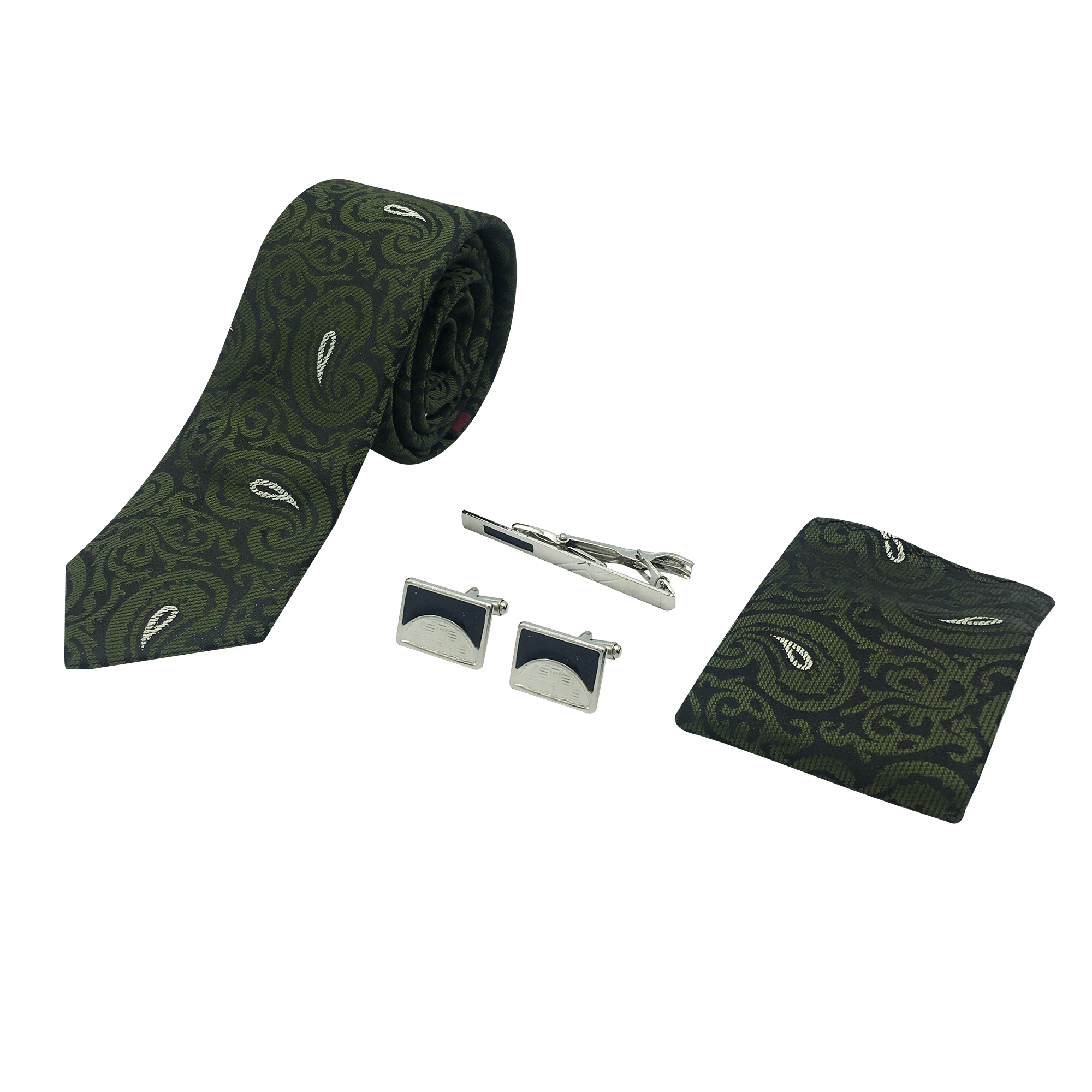 ست کراوات و گیره کراوات و دستمال جیب و دکمه سردست مردانه مدل 5050