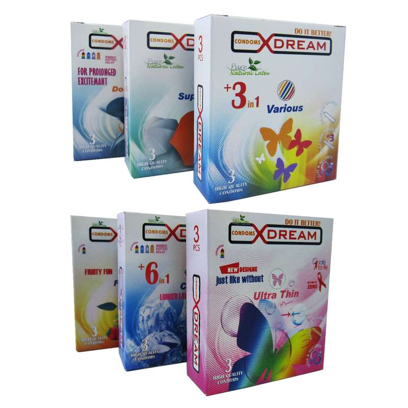 پک 6 بسته ای کاندوم ایکس دریم مدل جور 4 بسته 3 عددی پک 6 بسته ای کاندوم ایکس دریم مدل جور 4 بسته 3 عددی